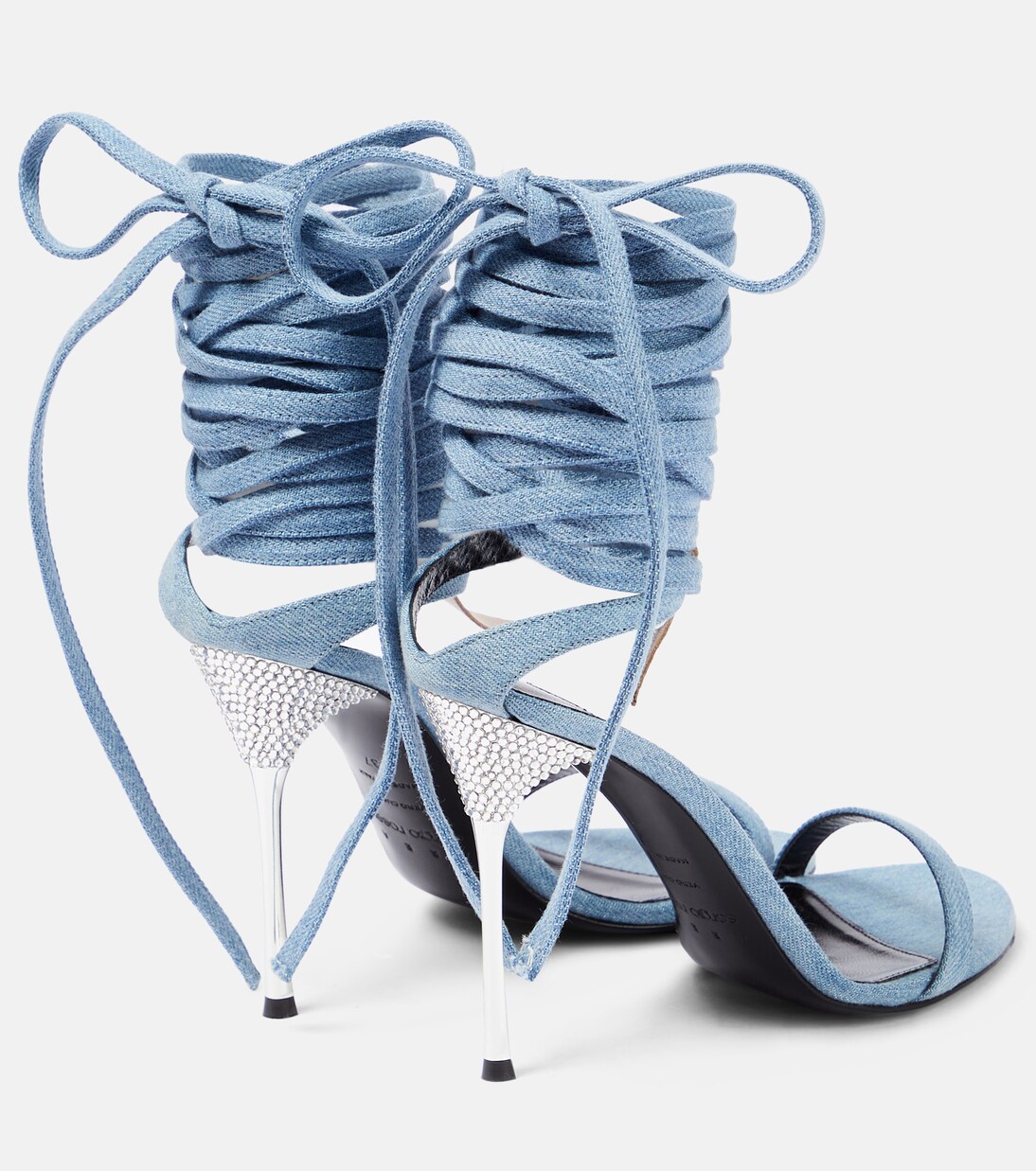 x Sergio Rossi Marquise denim sandals in blue - Area | Mytheresa