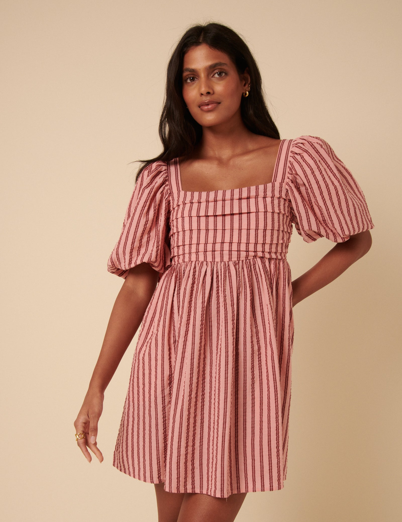 Pink And Red Striped Nova Mini Dress