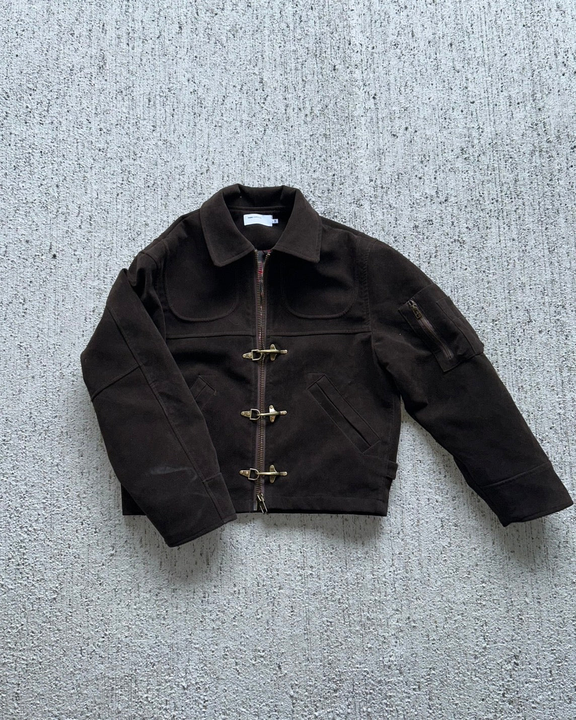 裏地チェックファイヤーマン スエードライクジャケット LLS003