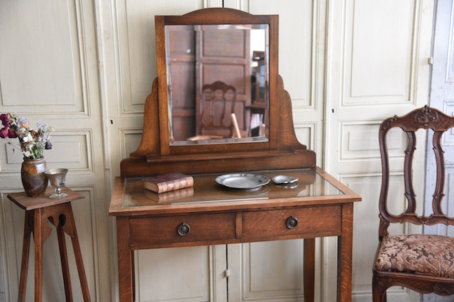 emo エモ ドレッサー 鏡台 スツール 丸椅子 化粧台 コンパクト 天然木