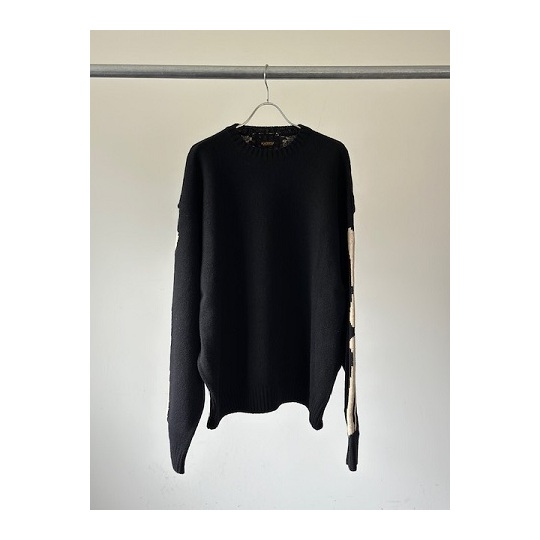 KAPITAL (キャピタル) 5G ウール BONEクルーセーターブラック s.t.c