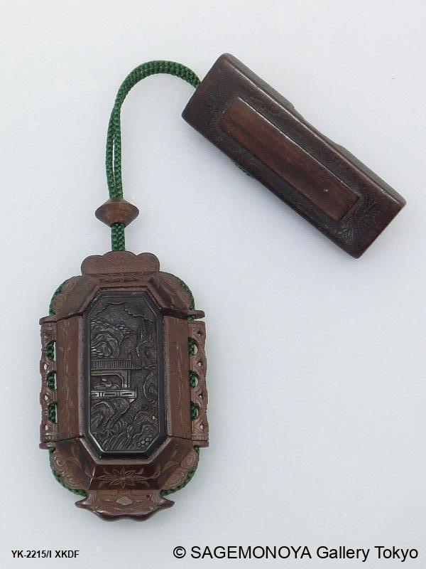 時代物 波に鶴 蒔絵印籠 根付 時代物 波に鶴 蒔絵印籠 根付 時代物 波