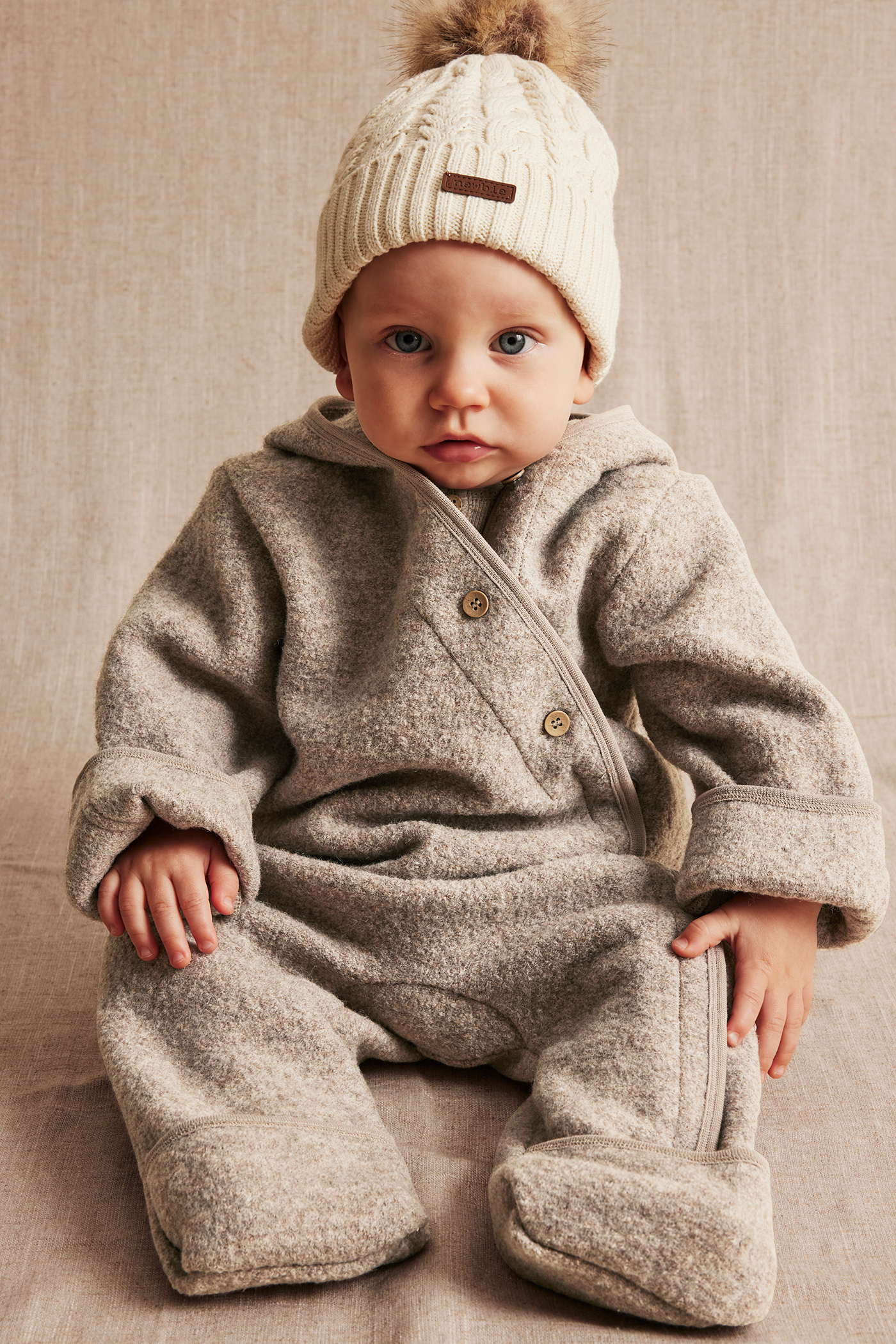 Wool coverall | Brown mélange | Baby | Newbie