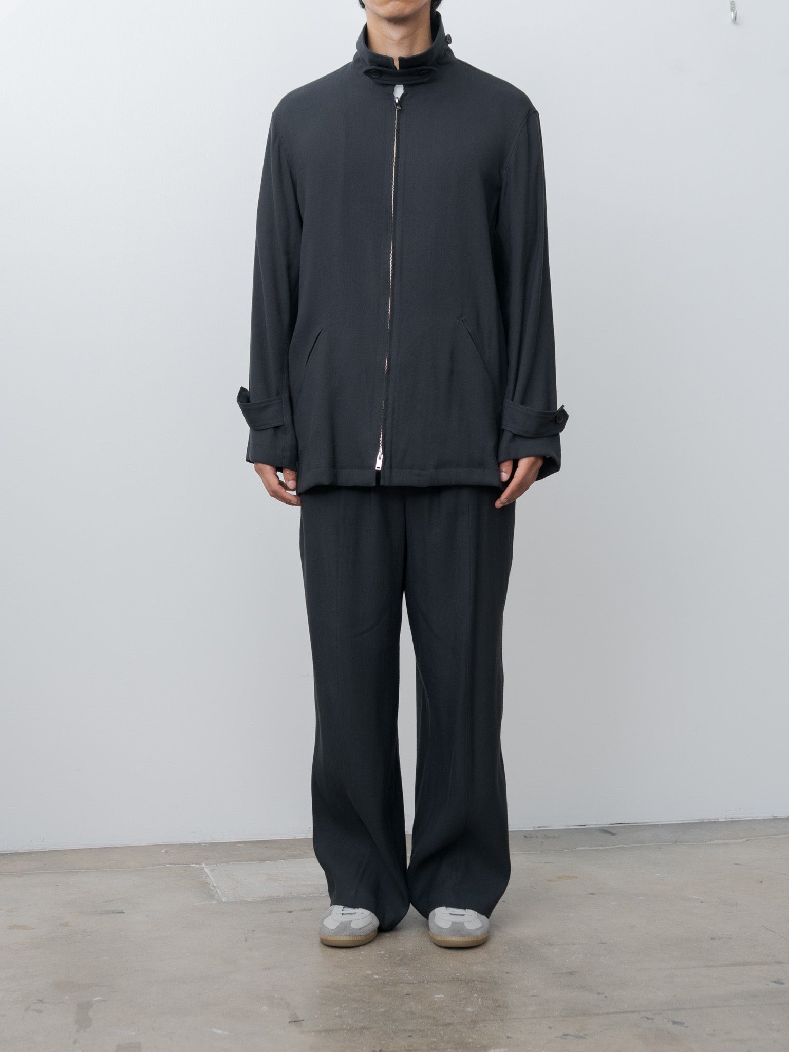 Namu Shop - Yoke Linen Acetate Zip Blouson - Black