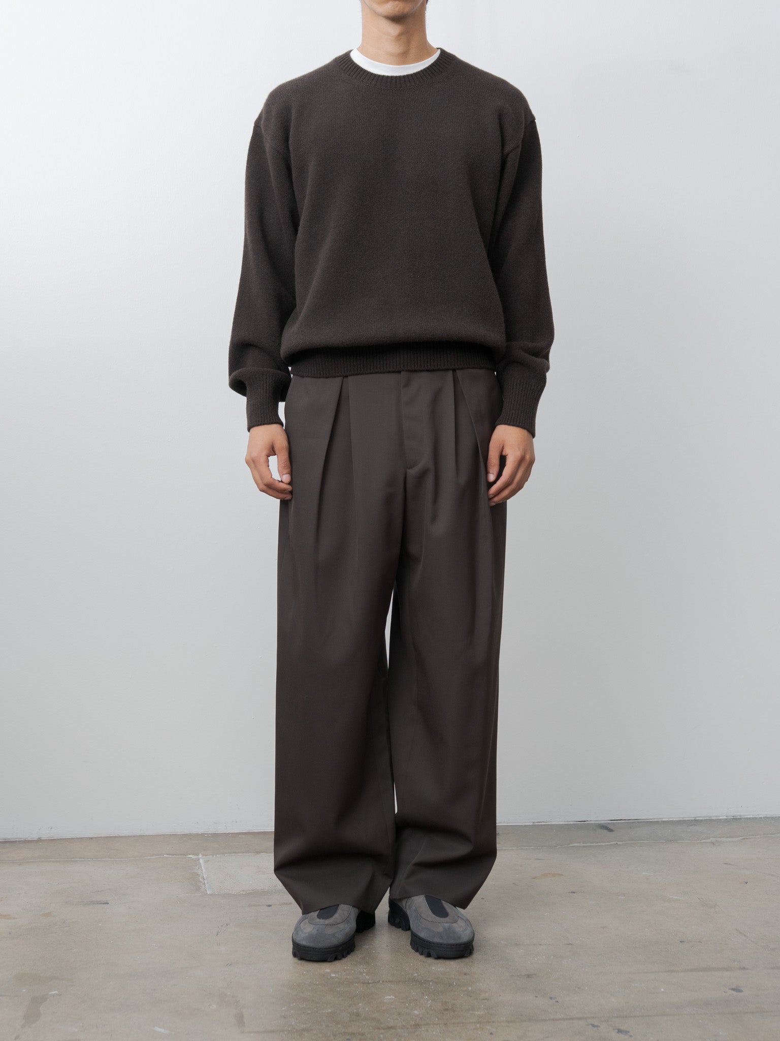 Namu Shop - ssstein Extra Fine Wool Warm Knit Crewneck - Dark Brown