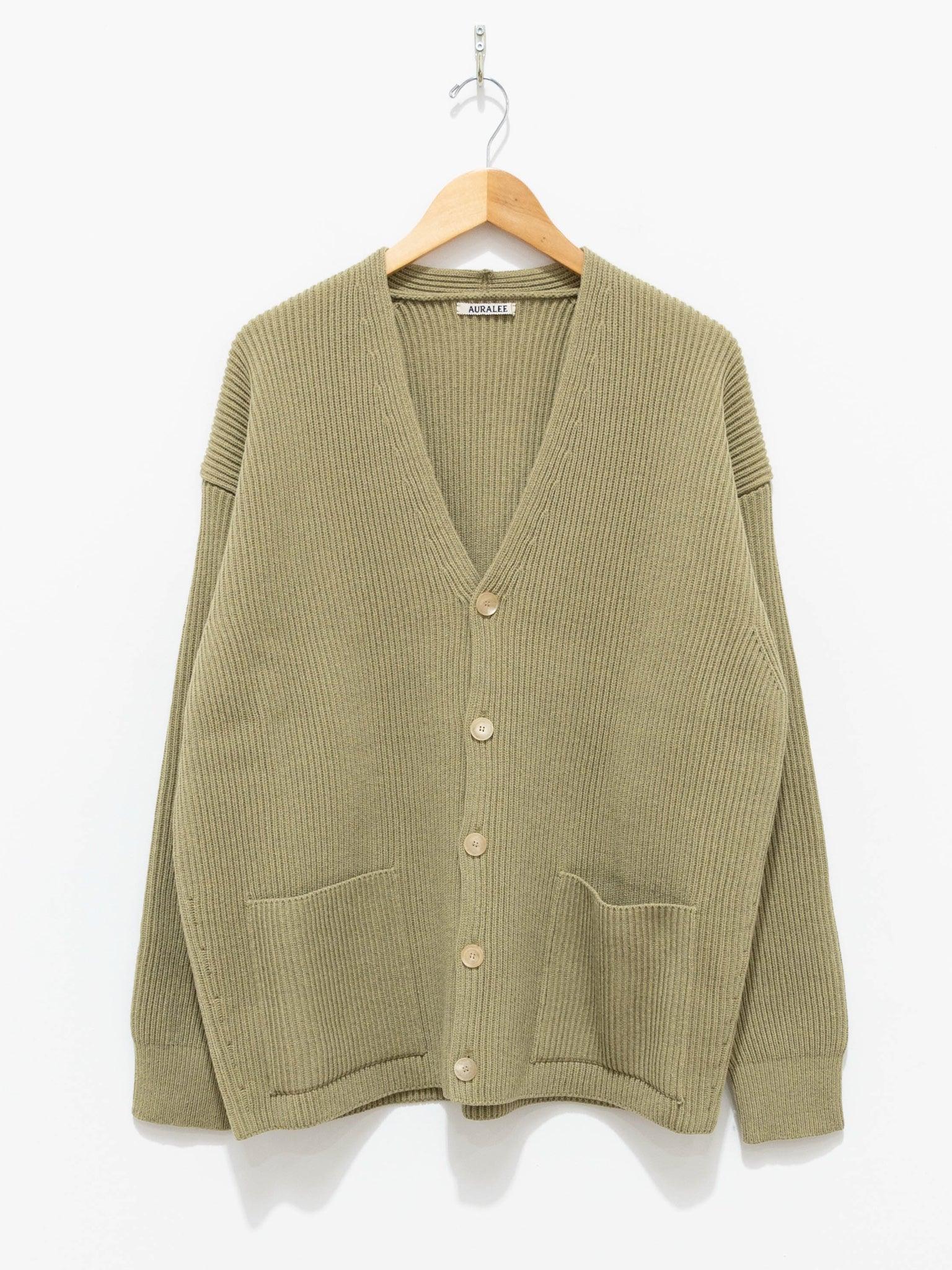 Namu Shop - Auralee Super Fine Wool Rib Knit Big Cardigan - Top Yellow