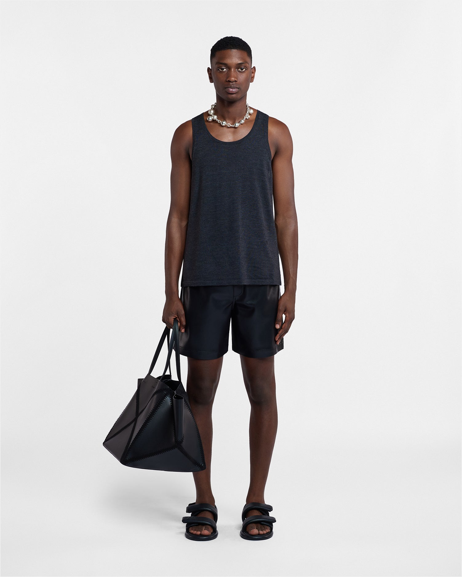 Asher - Merino Wool Tank Top - Charcoal – Nanushka