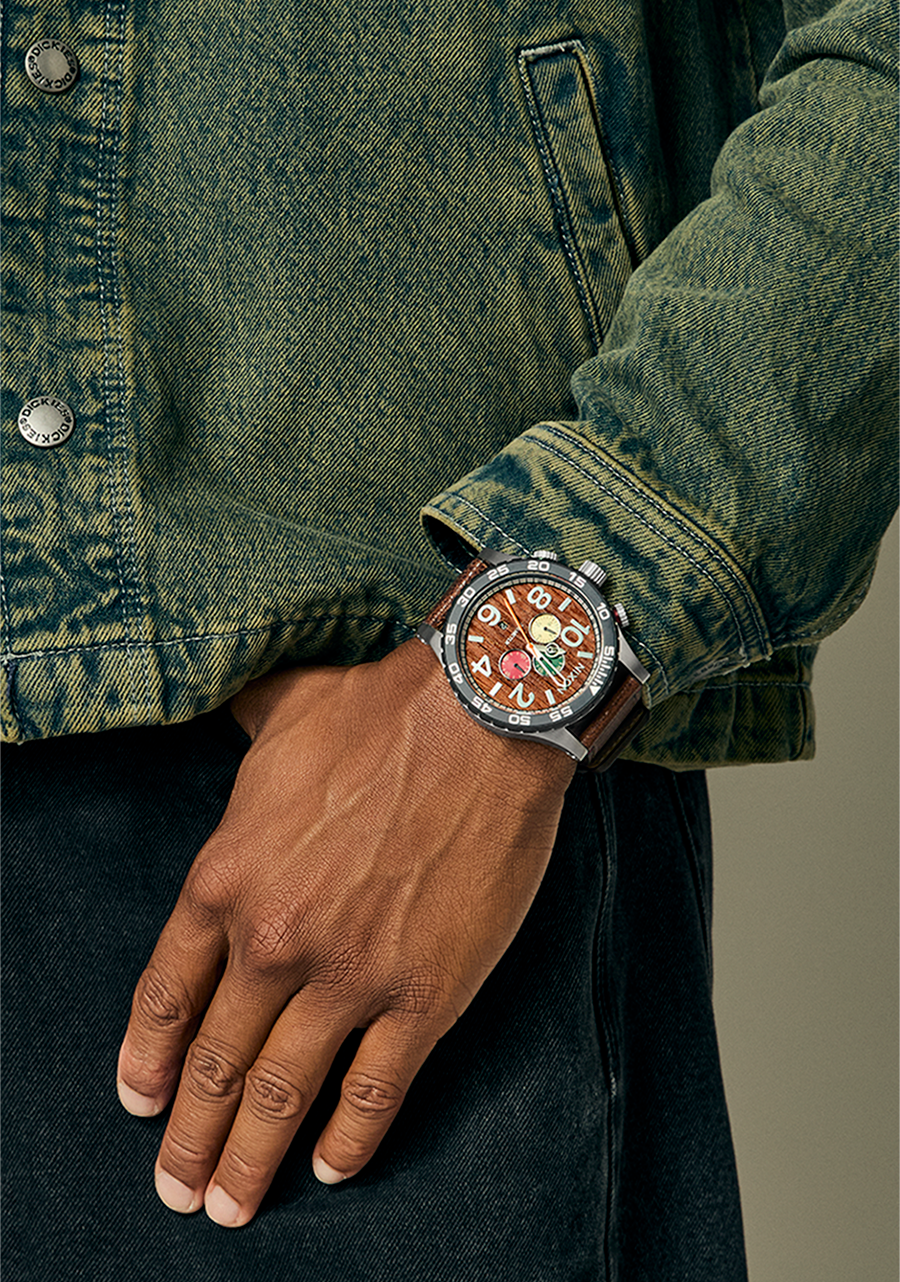 51-30 Chrono Leather Watch | Silver / Rosewood / Chocolate | Men's