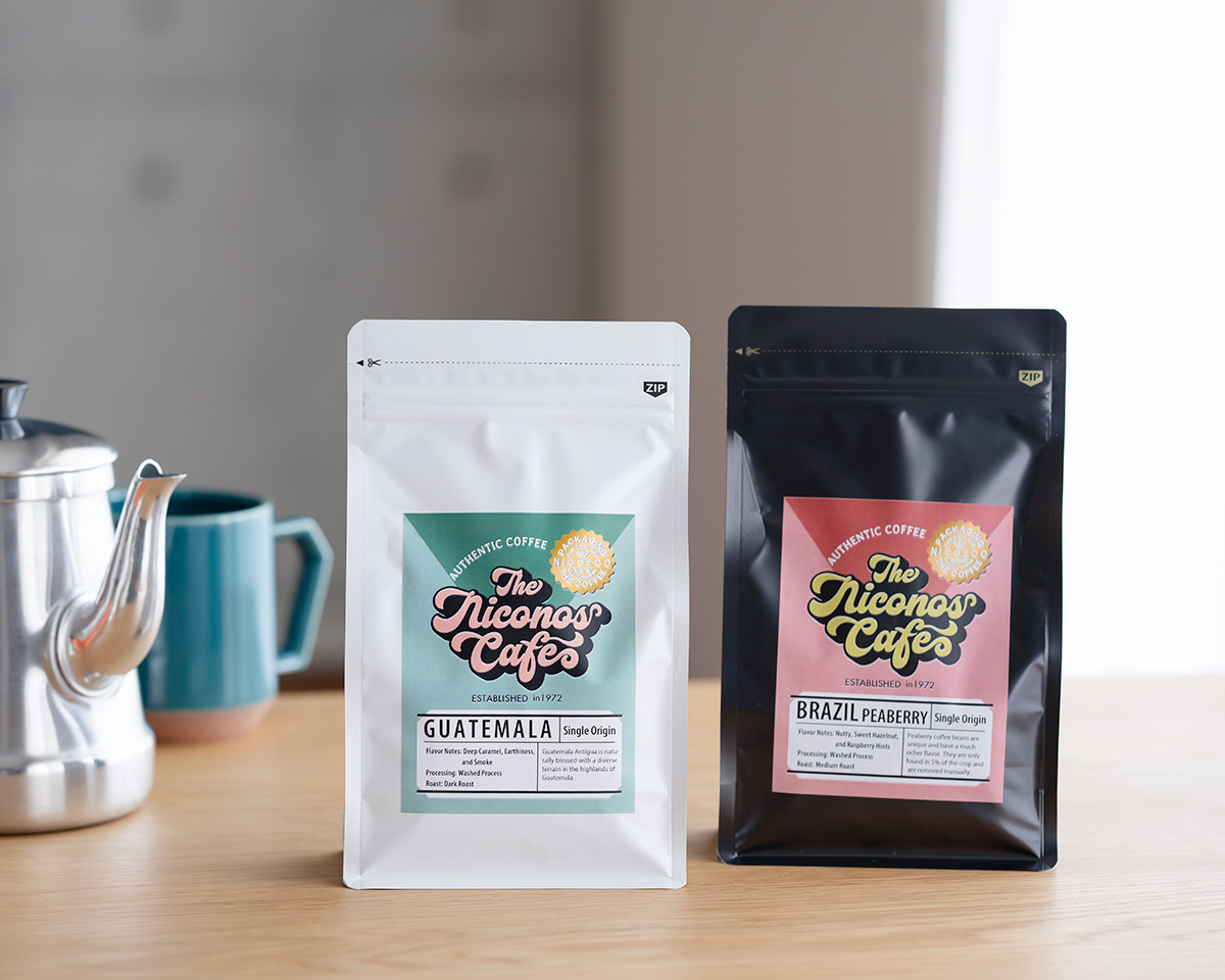 チャック付アロマキープフラットボトム300g ブラック｜ニコノス