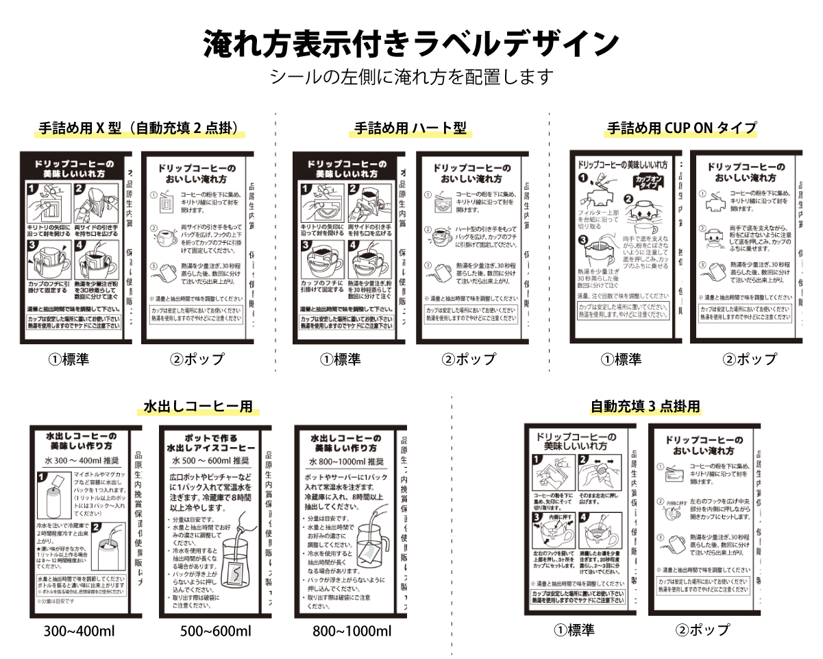 受注生産] 販売者品質表示ラベル(ドリップ80×70）クラフト｜ニコノス