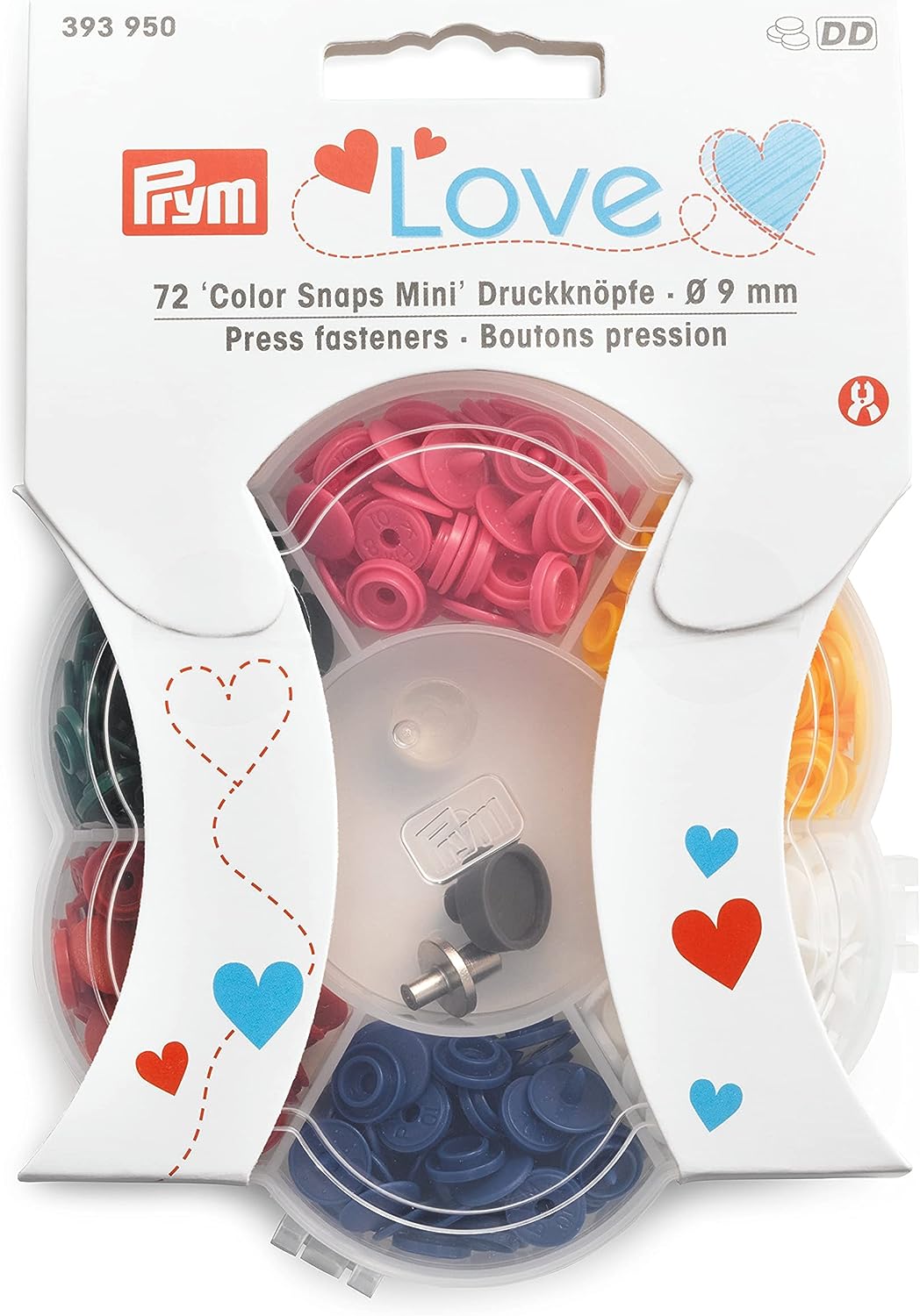 PRM393950 プリム Prym プラスチックカラースナップボタン φ9mm 6色各