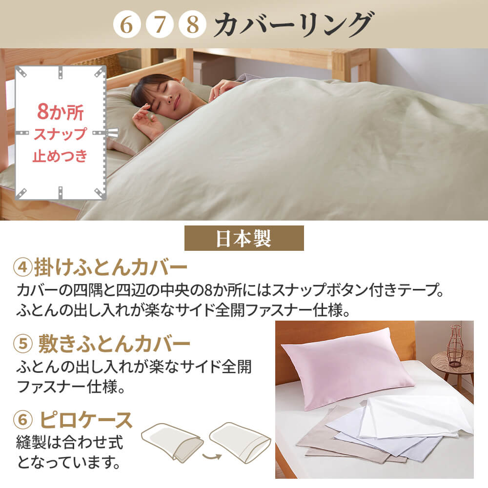 日本製カバー付き365日使える10点布団セット（掛け布団2点・敷き布団