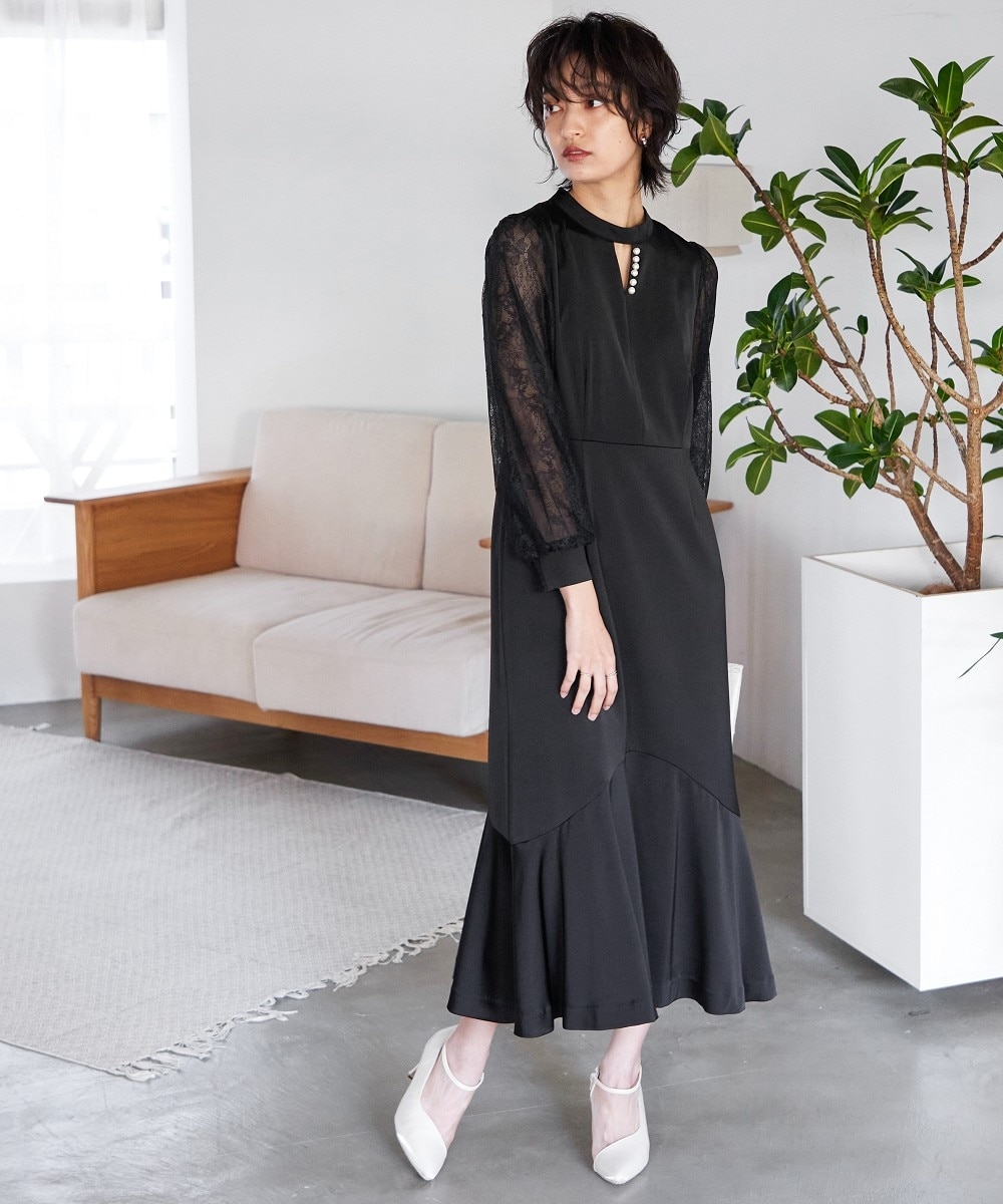 結婚式・パーティー・オケージョンドレス】パール調ボタンデザイン