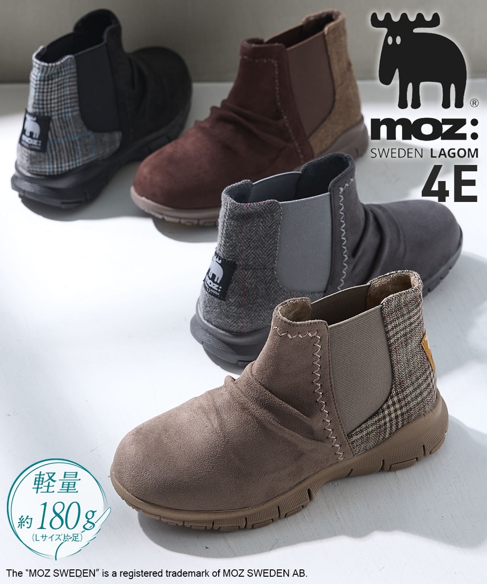 ゆったり幅広】moz（モズ）超軽量サイドゴアショートブーツ（ワイズ