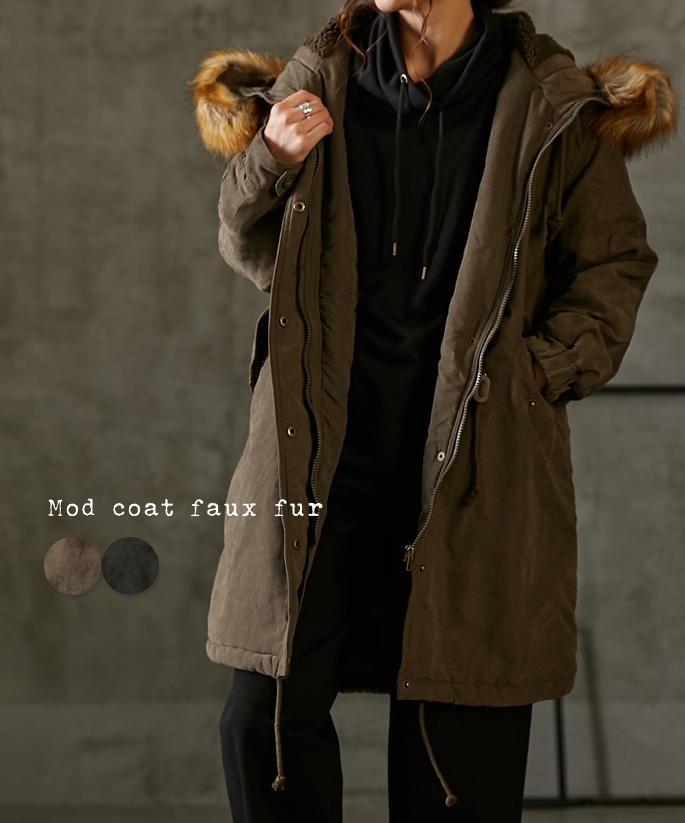 取り外し可能フェイクファー付モッズコート 通販【ニッセン】
