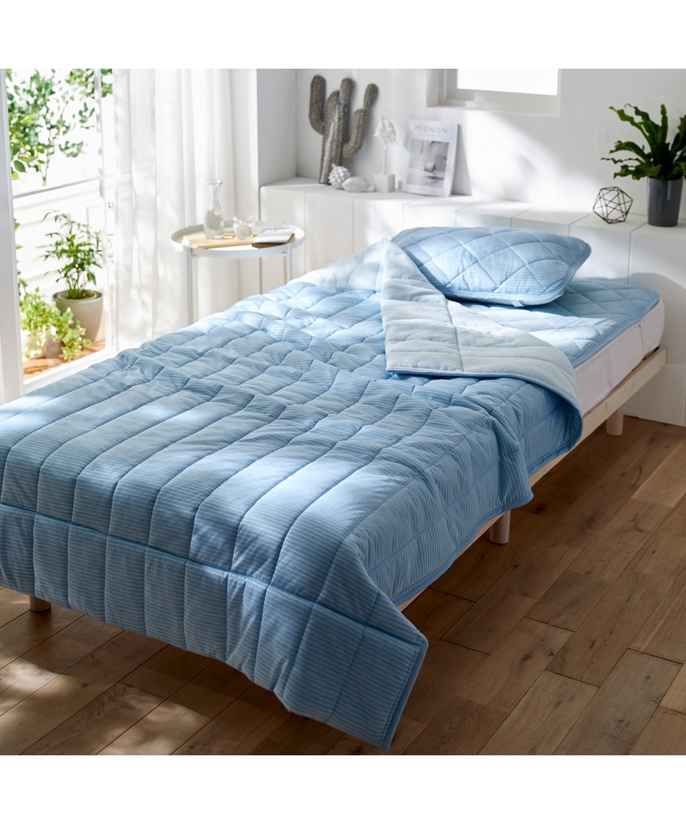 接触冷感×綿混タオル地吸汗速乾リバーシブルキルトケット 通販【ニッセン】