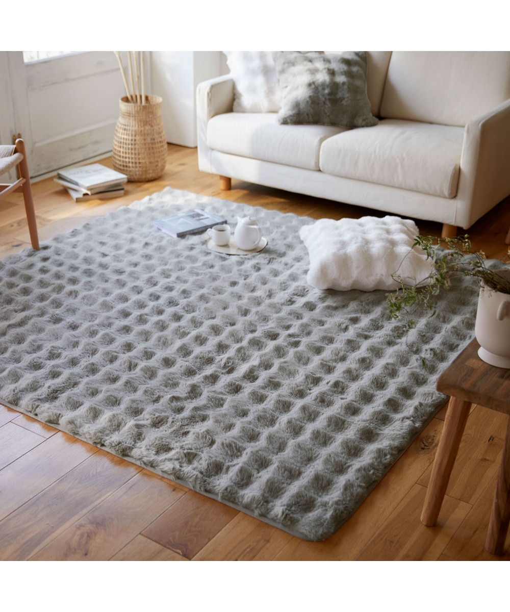 モコモコ デザインラグ ラビットファー調(furry doudou./ファーリー