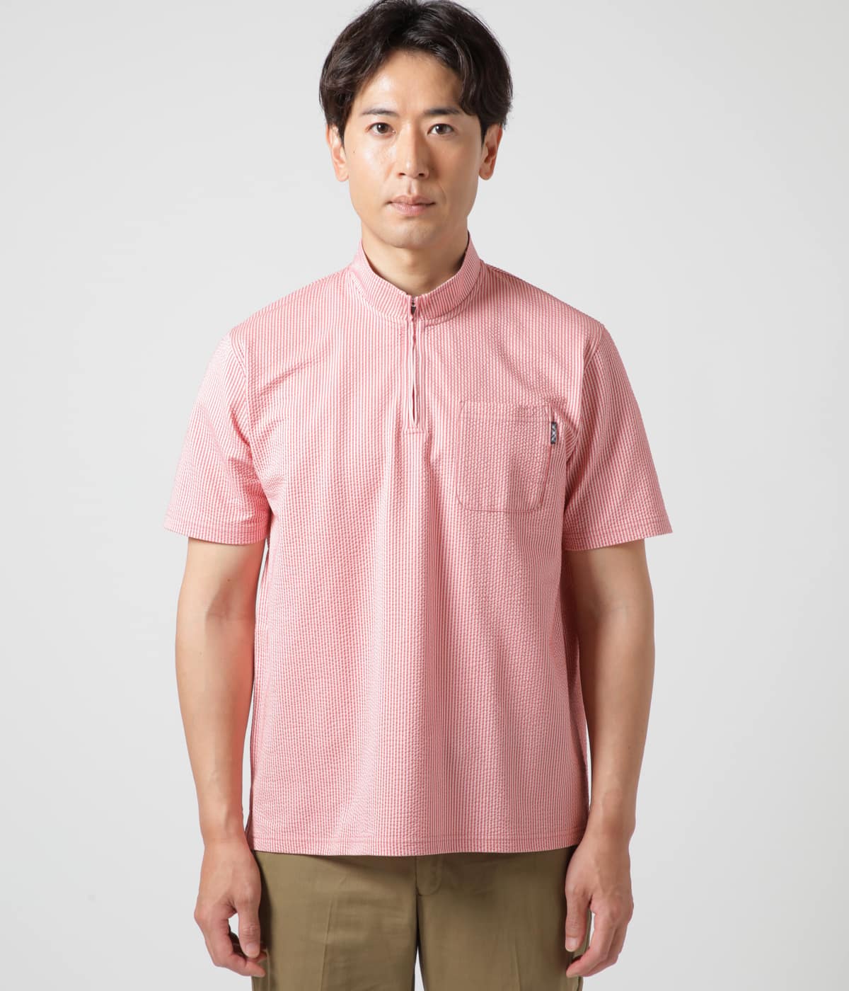 吸水速乾】COOL COMFORT サッカーストライプ ハーフジップ スタンド