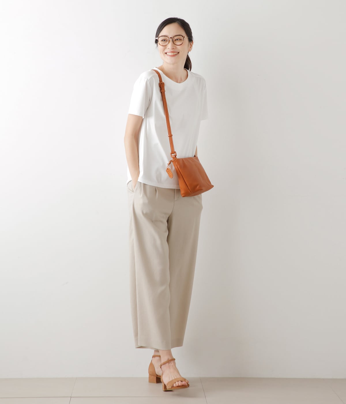 リネンライククロス タックガウチョパンツ(51332150-2024