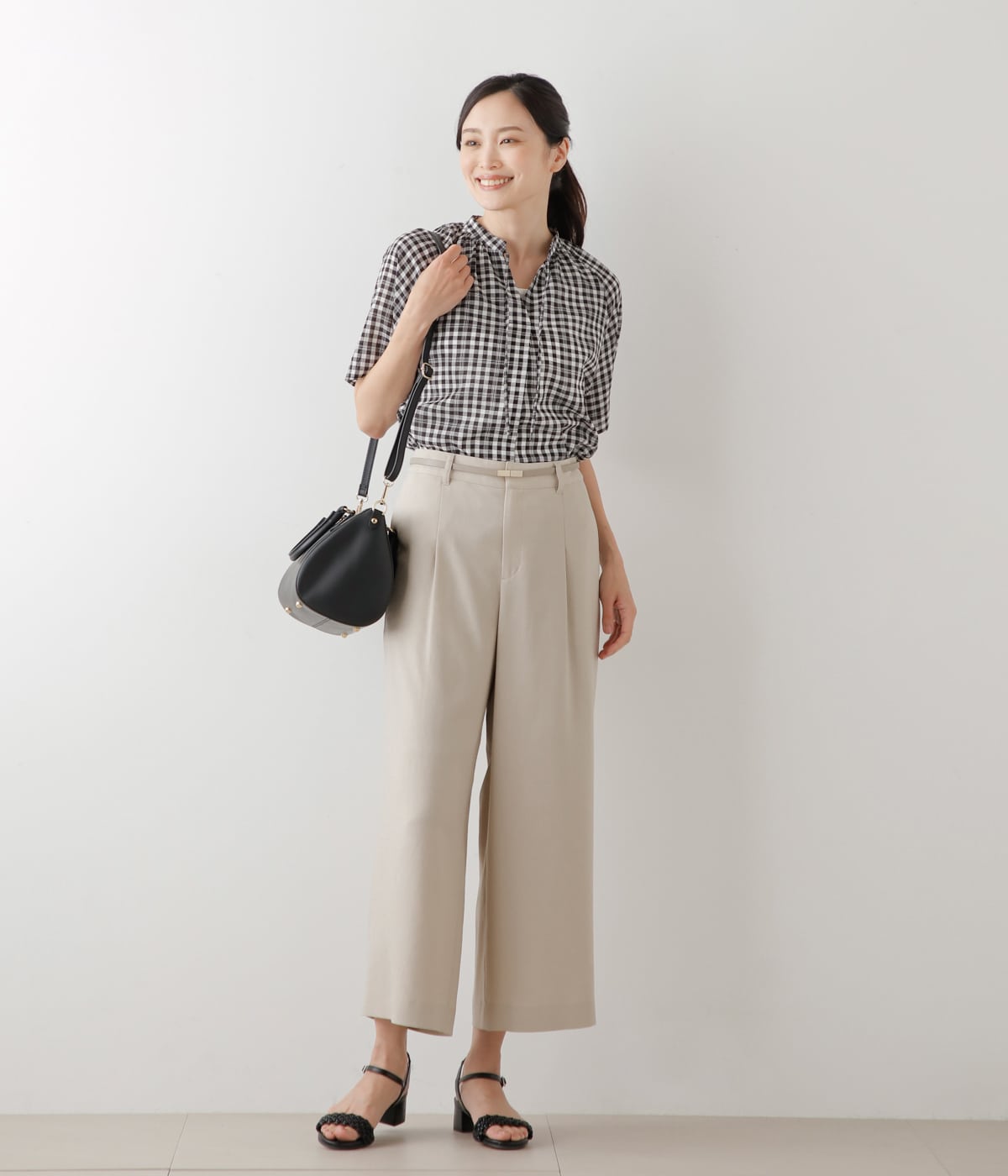 リネンライククロス タックガウチョパンツ(51332150-2024