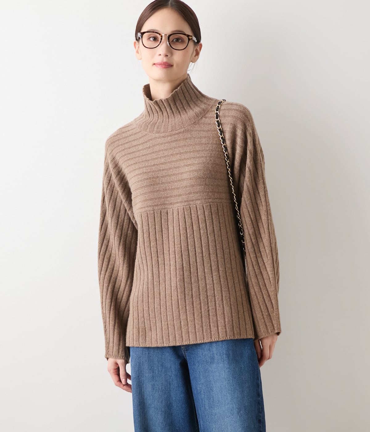 ウールカシミヤ リブハイネックニットプルオーバー(51716571-2025