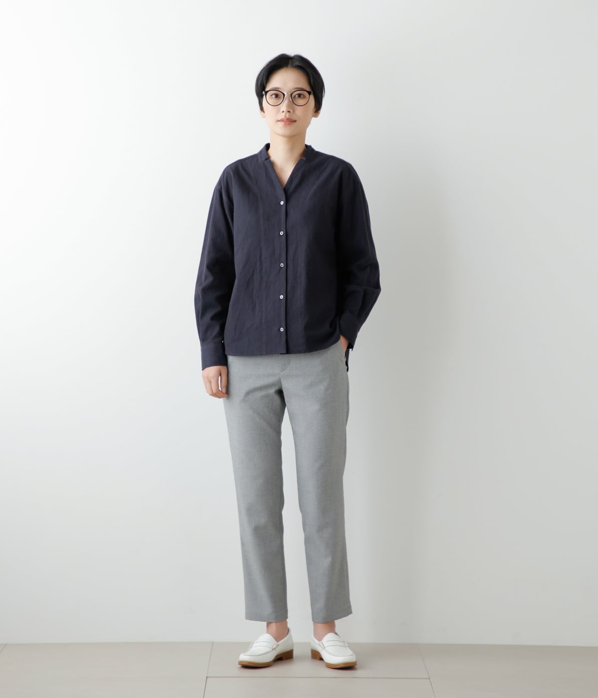 コットンワッシャーピケ 刻み衿シャツ(51619210-2023)｜ファッション