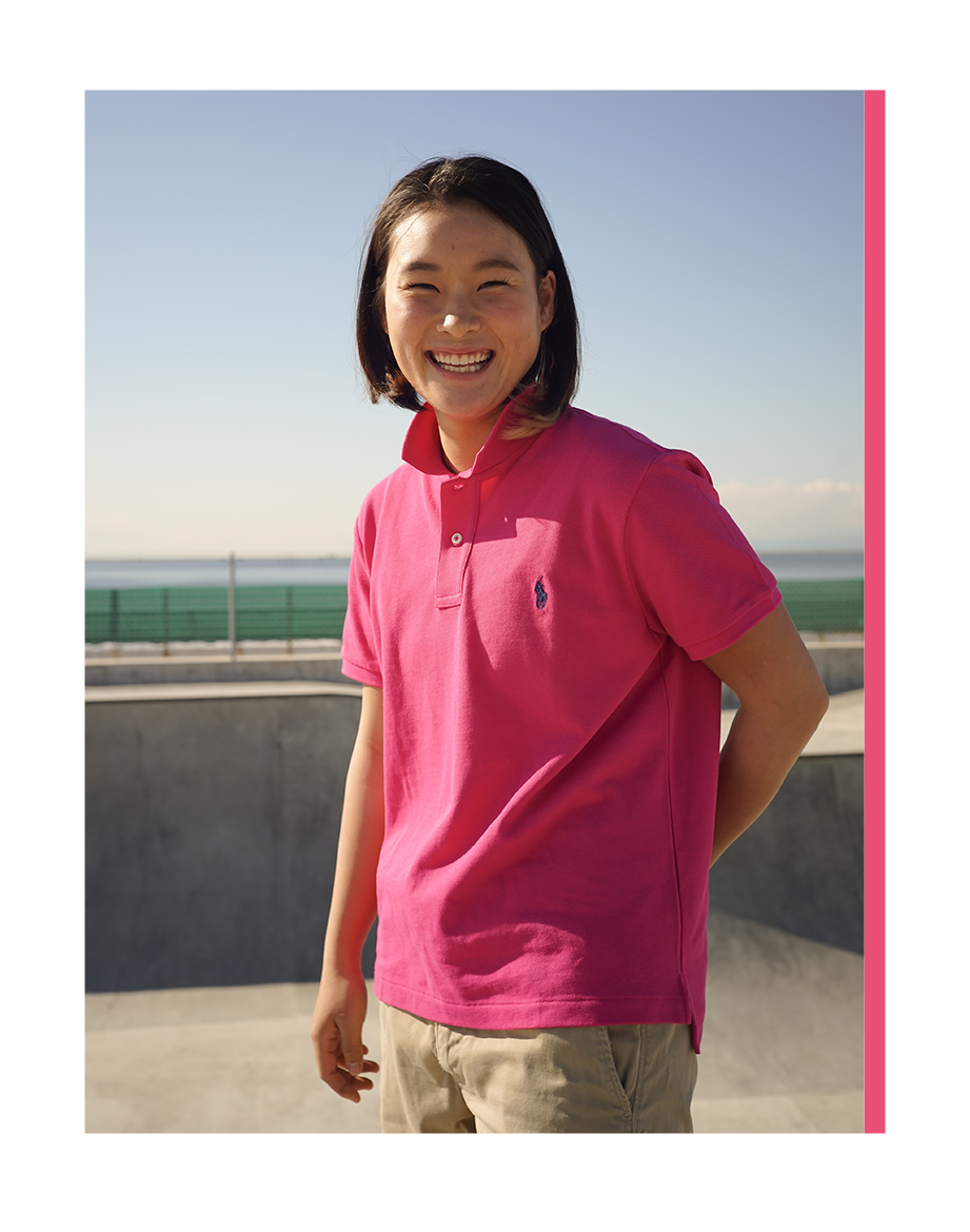 プロスケートボーダー四十住さくらが着こなすポロ ラルフ ローレン