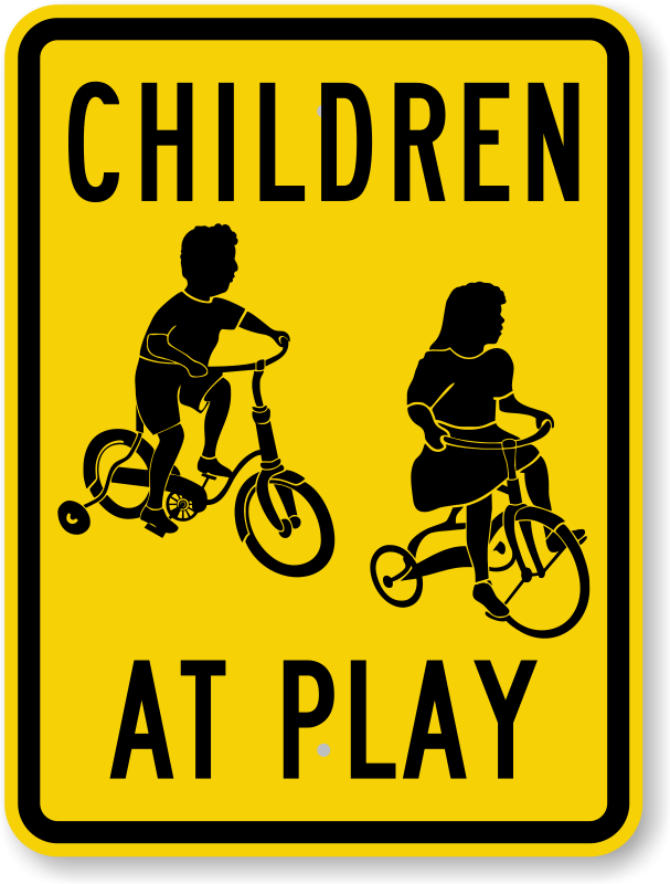 Children At Play Sign | Kids Cycling Sign | Ships Free, SKU: K-0267