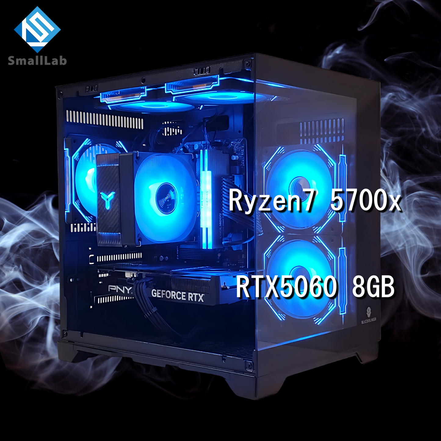 AMD Ryzen7 5700x ／ RTX5060 8GB ガラス2面コンパクト ゲーミングPC