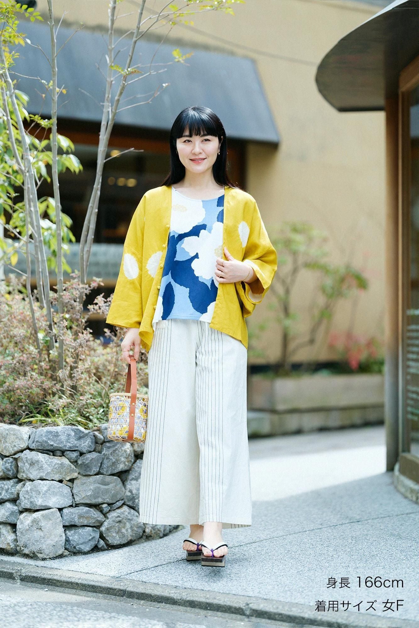 伊勢木綿 20/20 広形（ひろなり）もんぺ／半分縞（はんぶんじま）