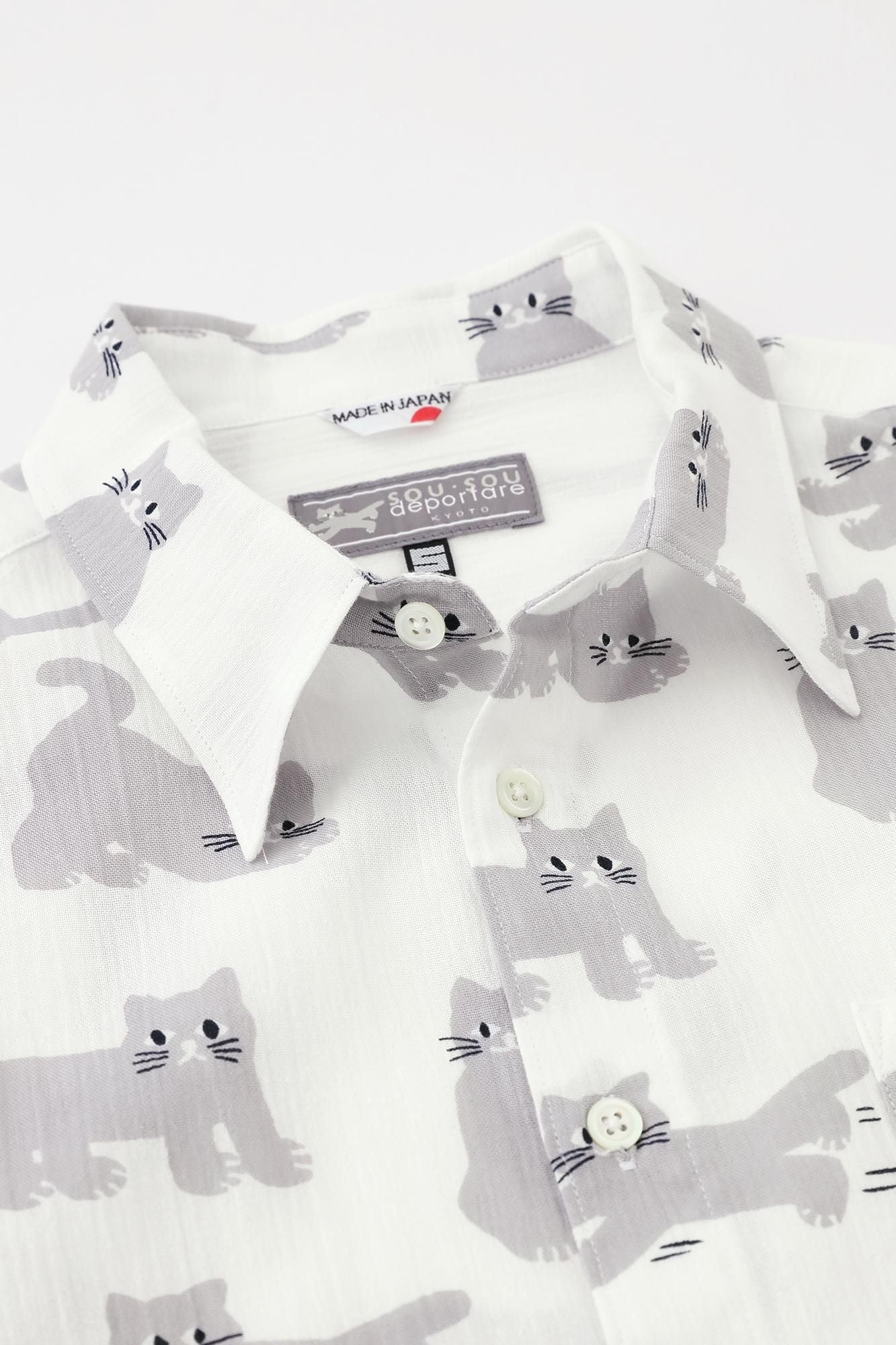 高島縮 20/20 シャツ／ねこ