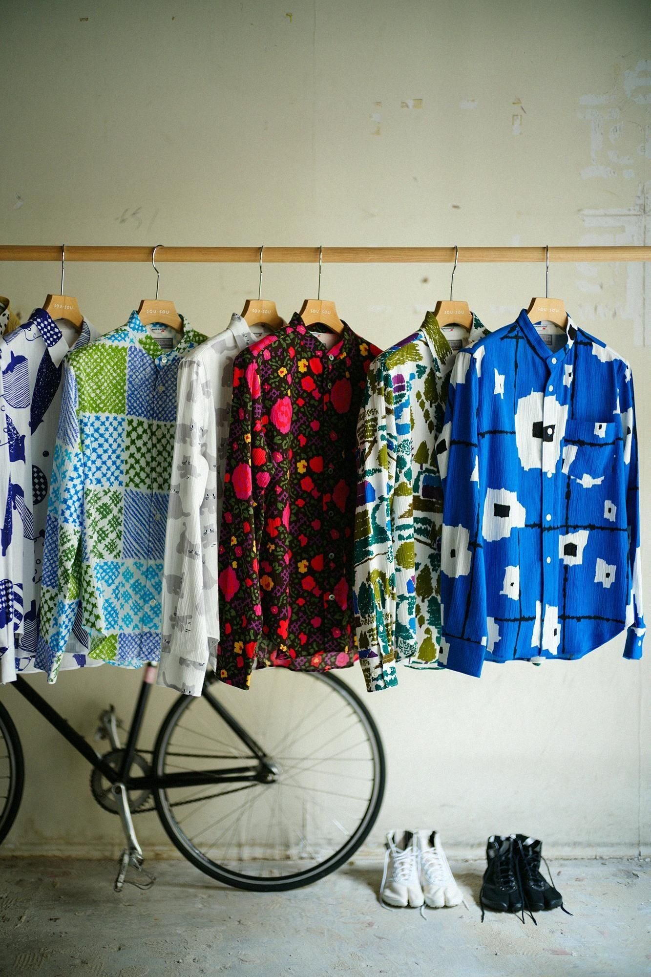 高島縮 20/20 スタンドカラーシャツ／天花（てんか）