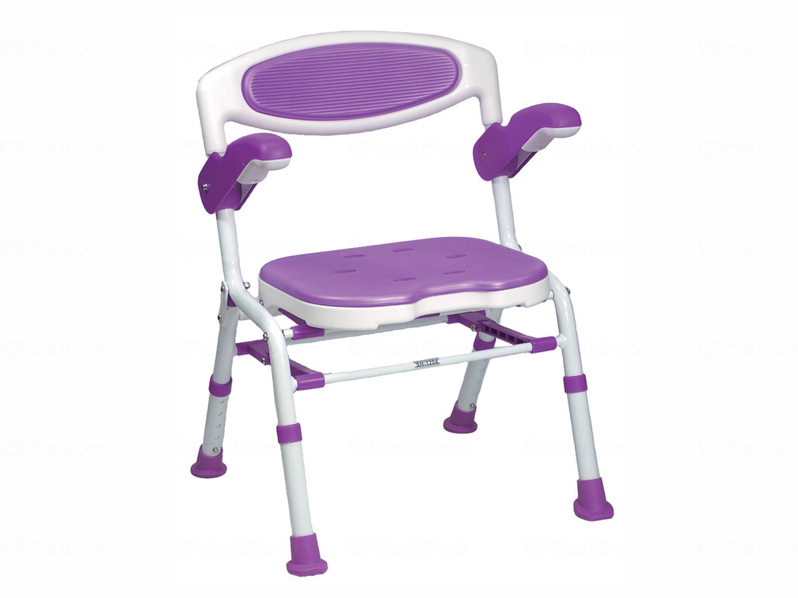 島製作所 折りたたみシャワーチェア 楽湯DX ひじ掛け付 ライトグリーン