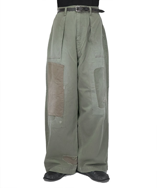 キャピタル KAPITAL ガチャポケット ワイドパンツ オリーブ 女性用