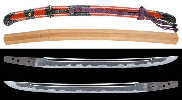 刀 無銘 末二王 附 皺革包鞘半太刀拵(KA-081425)｜刀・日本刀の販売