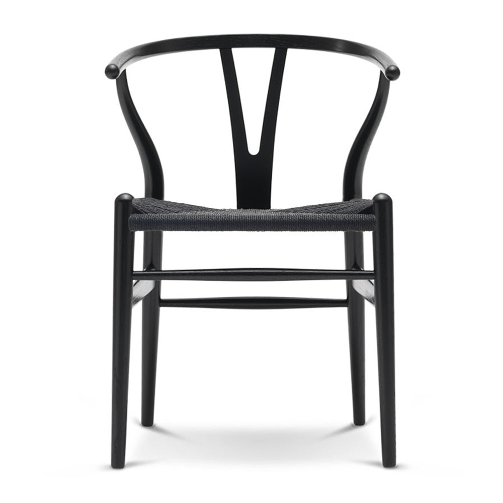 Yチェア CH24 / オーク材 ブラック塗装 ブラックペーパーコードCarl