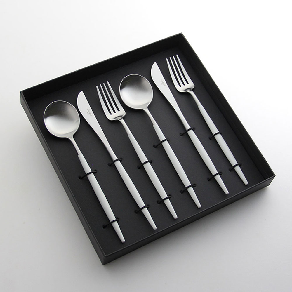 ディナーギフト6本セット ゴア GOA / ホワイト×シルバーCutipol