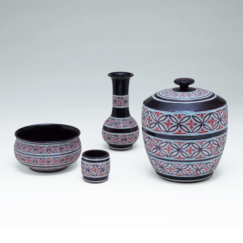 茶道具 皆具（かいぐ） 皆具 紫交趾 三段七宝 勝見 永泉 作 | 千年の