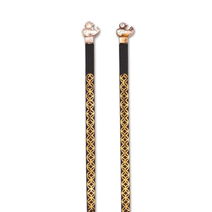 ウ213 火箸『金工師 木村清五郎』『鳥頭七宝金象嵌火箸 共箱』茶道具