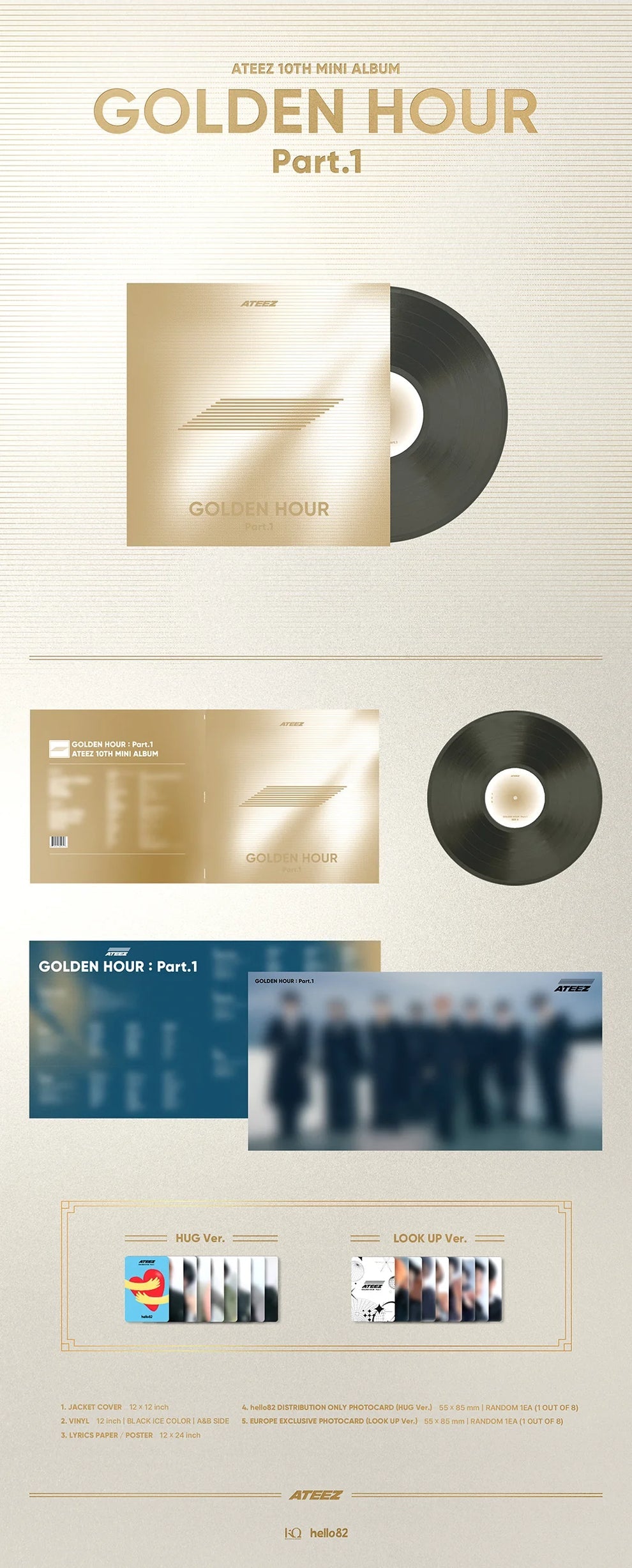 hello82 EUROPE EXCLUSIVE) ATEEZ - GOLDEN HOUR : PART.1 VINYL