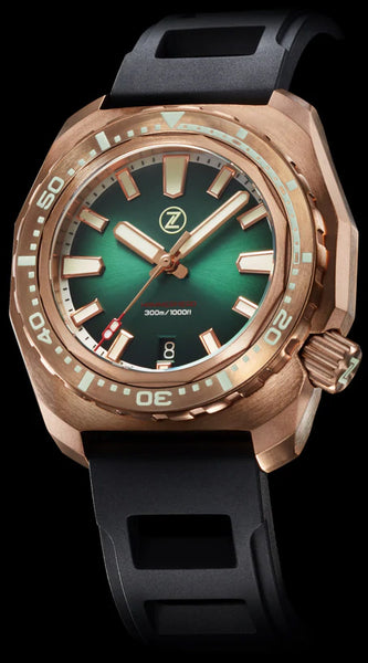 Zelos Hammerhead V3 Bronze Emerald Green - SeriousWatches.com