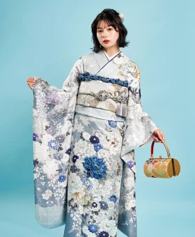 水色地青牡丹に白百合[FS5007] | 成人式振袖レンタル京都さがの館