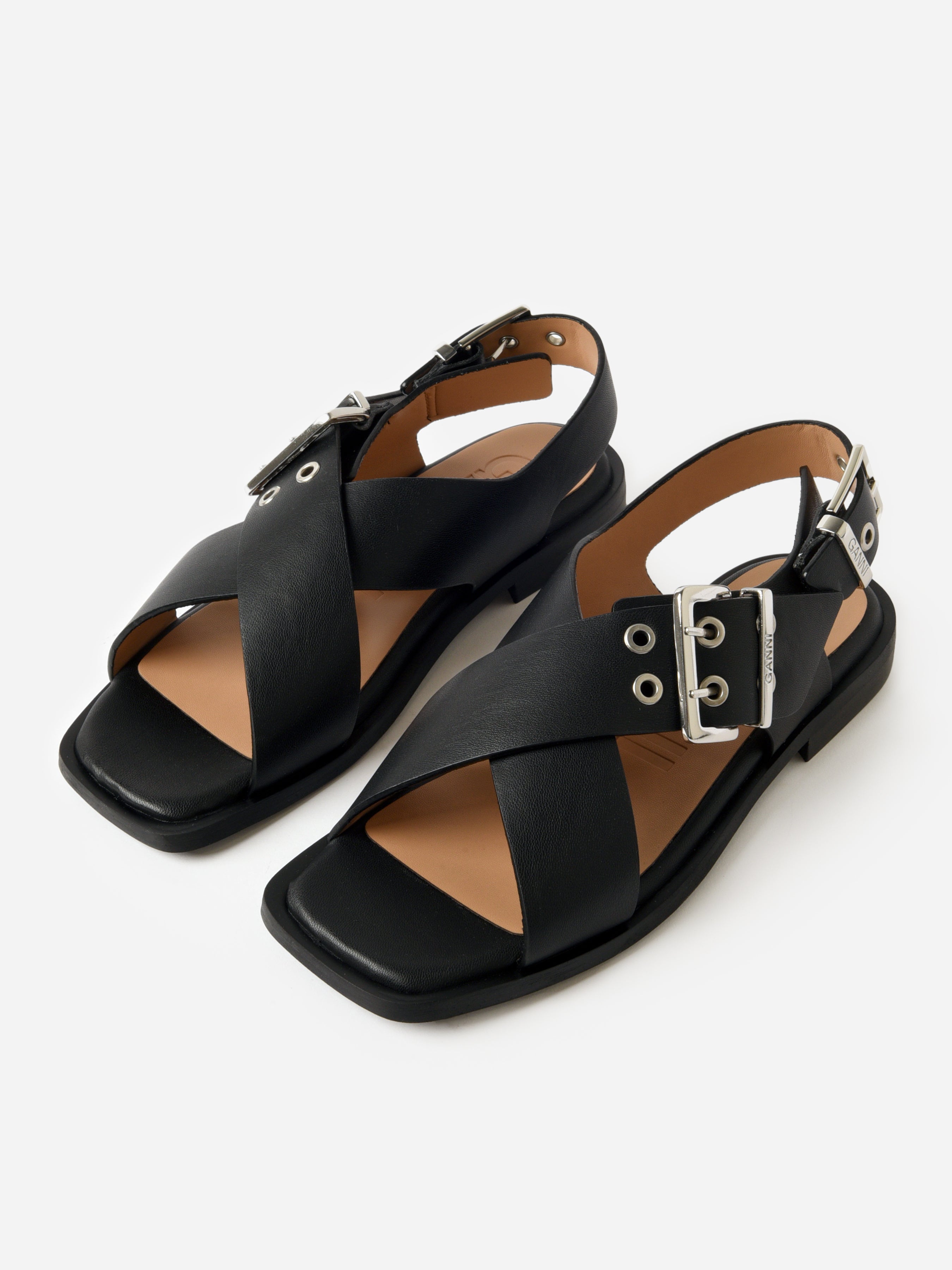 GANNI Women's Feminine Buckle Cross Strap Sandal – Saint Bernard
