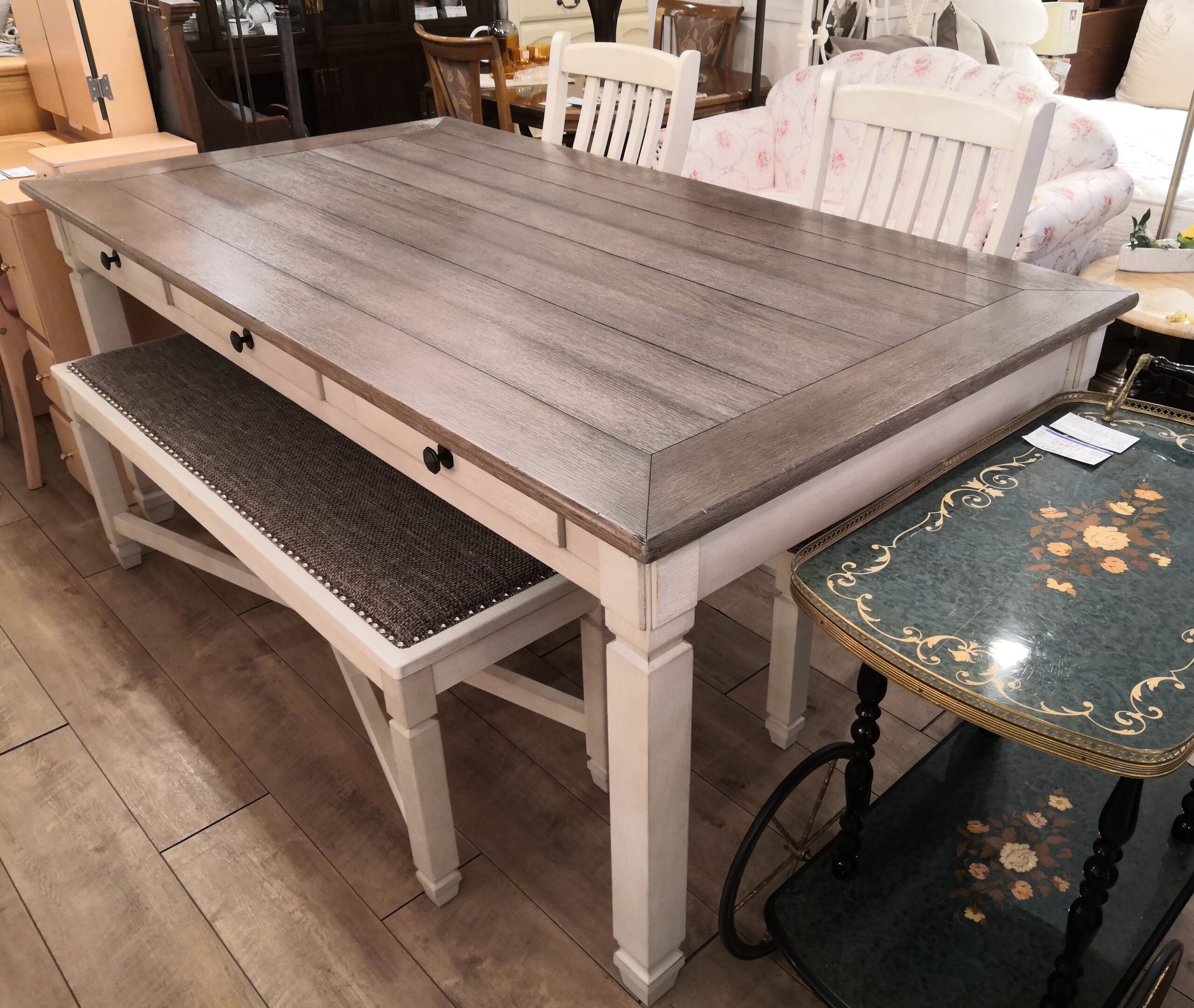 ローラアシュレイ ダイニング4点セット w1800 買取しました | 愛知と