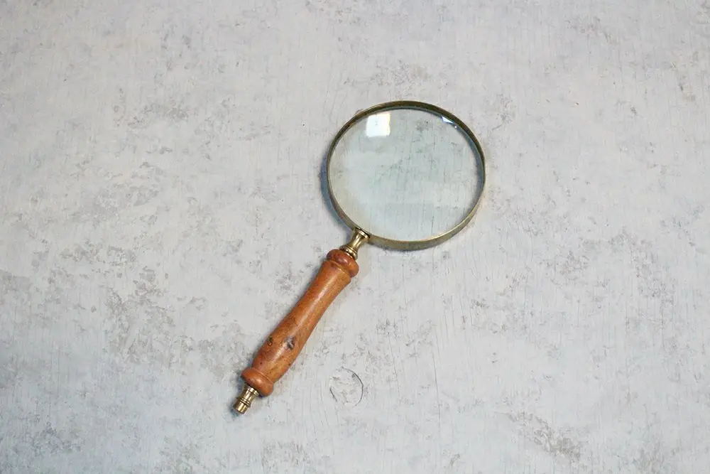 アンティーク雑貨 アンティークルーペ イギリス 木と真鍮 虫眼鏡