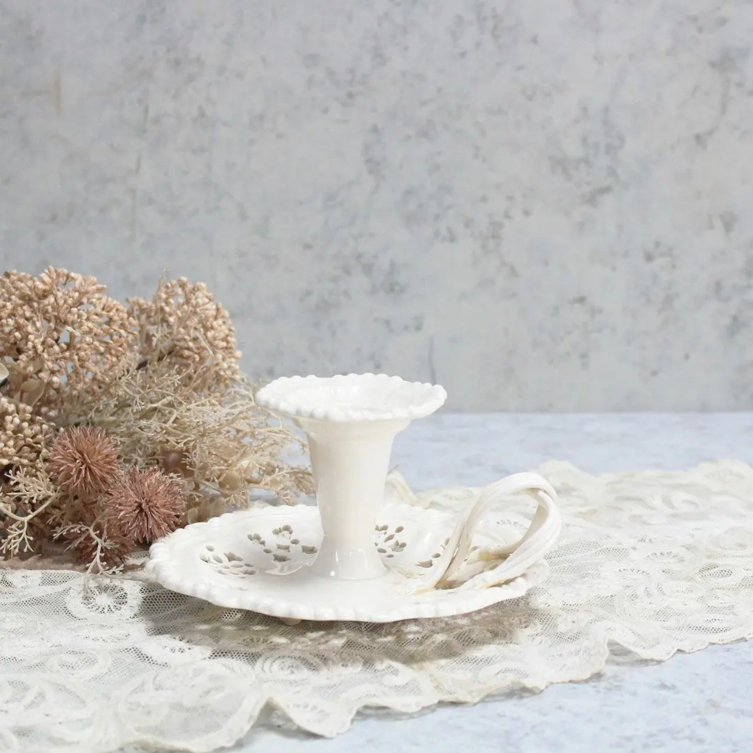ヴィンテージ 陶器製チャンバースティック Royal Creamware キャンドル