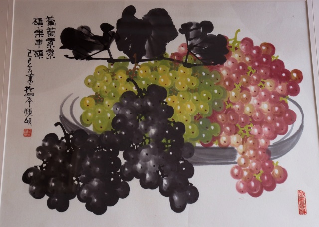 葡萄 水墨画 魏炬明作 中国有名作家 絵画 インテリア ピクチャー アート