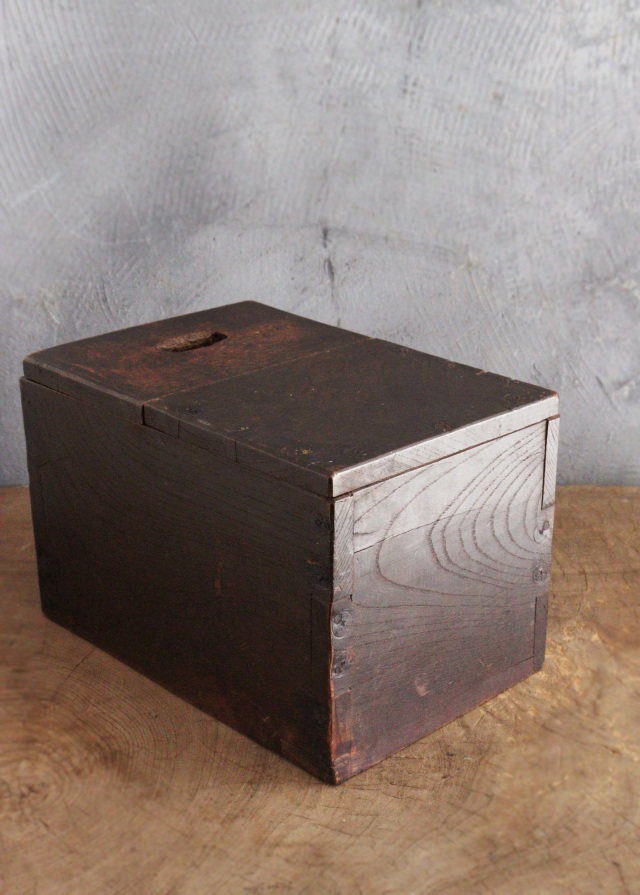 稀少 明治期 欅 銭函 木製 鉄鋲 金庫 古民具 古道具 時代物