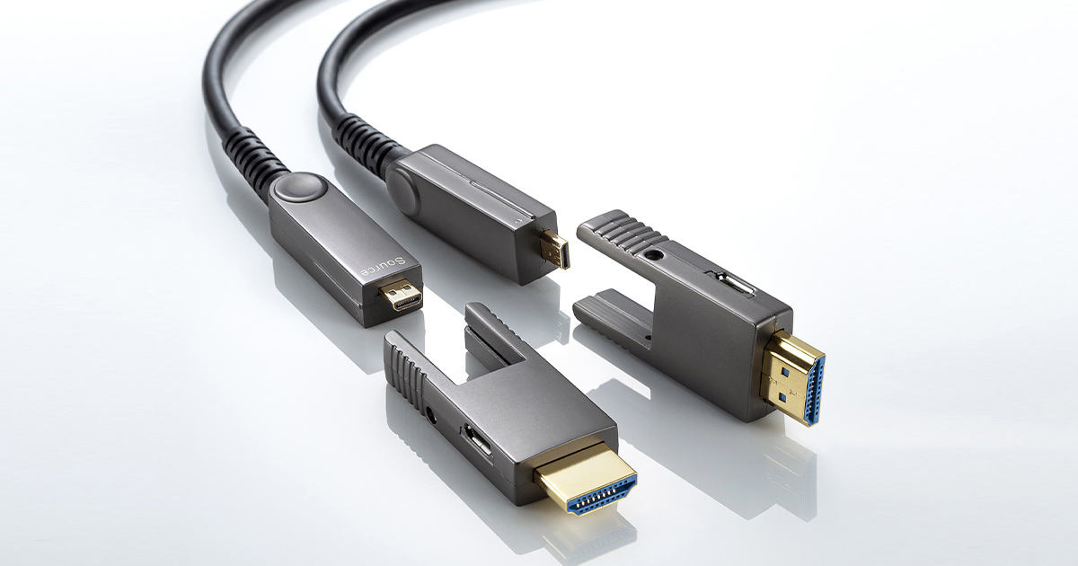 配管の通線工事に便利な脱着式コネクタを採用した光ファイバHDMI