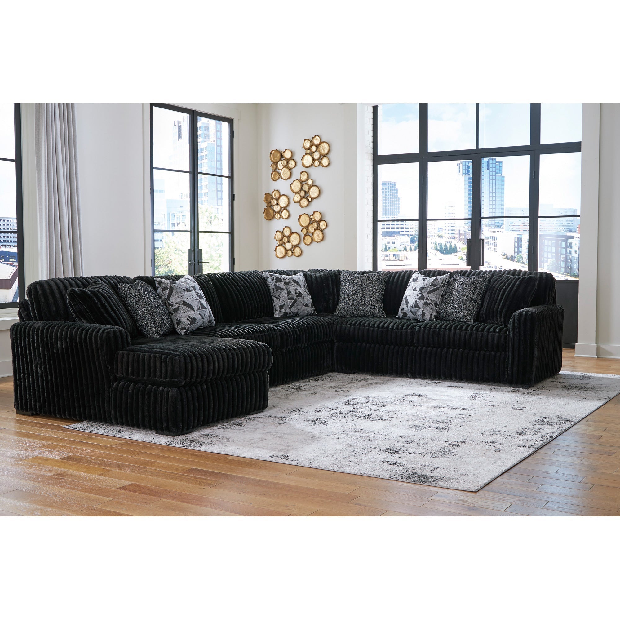 Midnight-Madness 4 Piece Modular Sectional with Left Chaise
